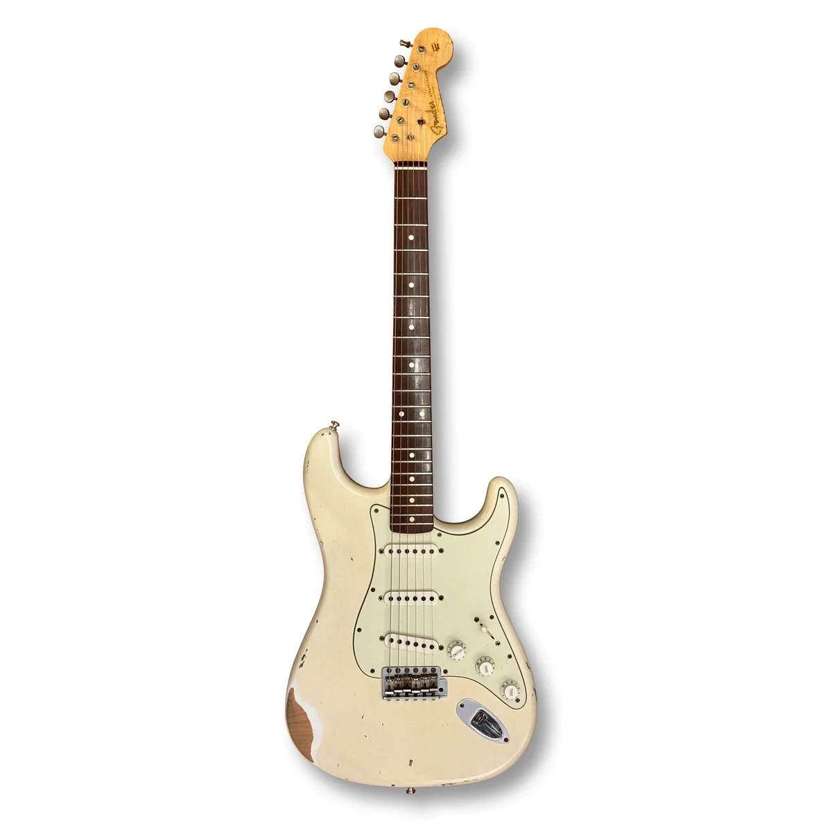 Guitarra Strato branca envelhecida