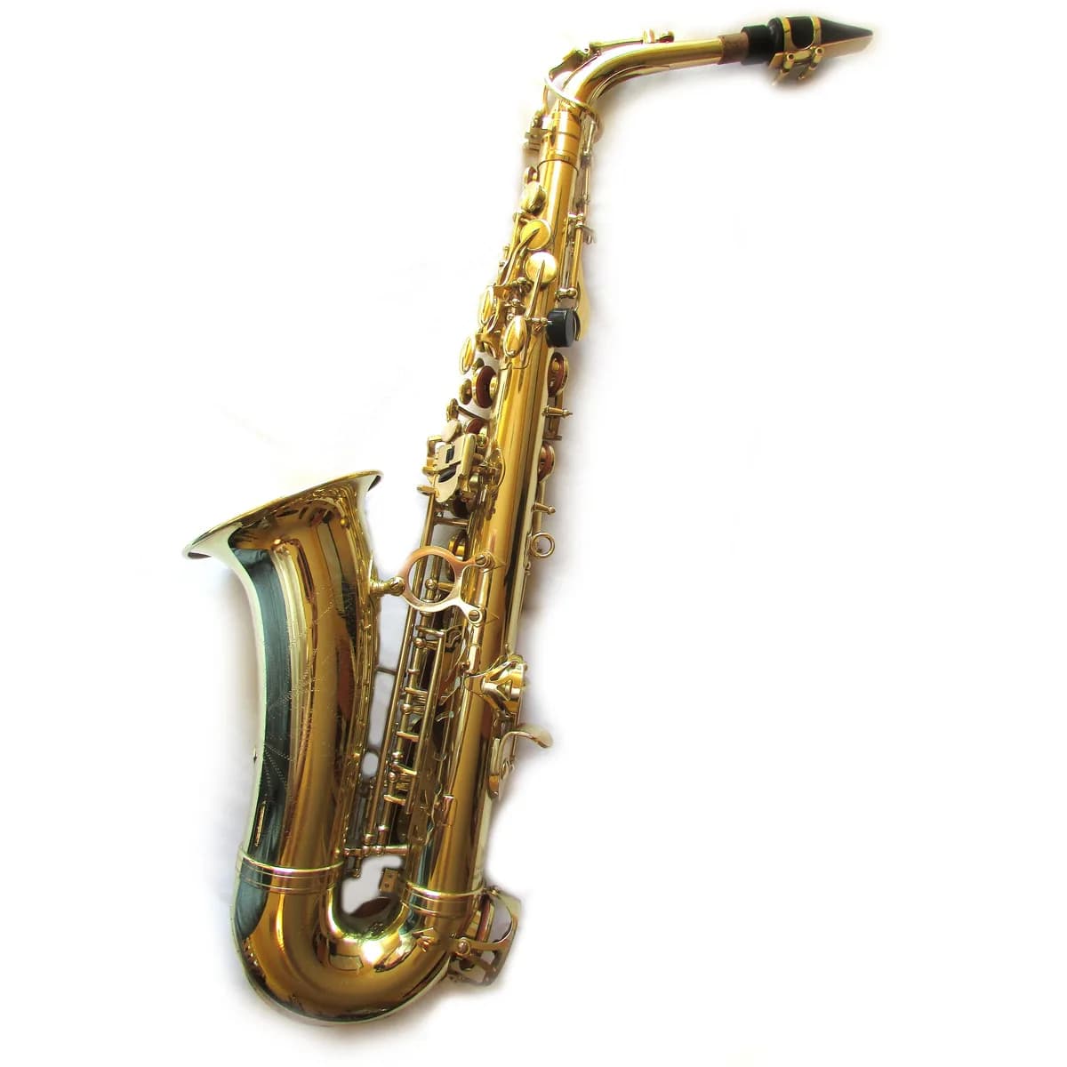 Saxofone alto laqueado, com a campana para baixo